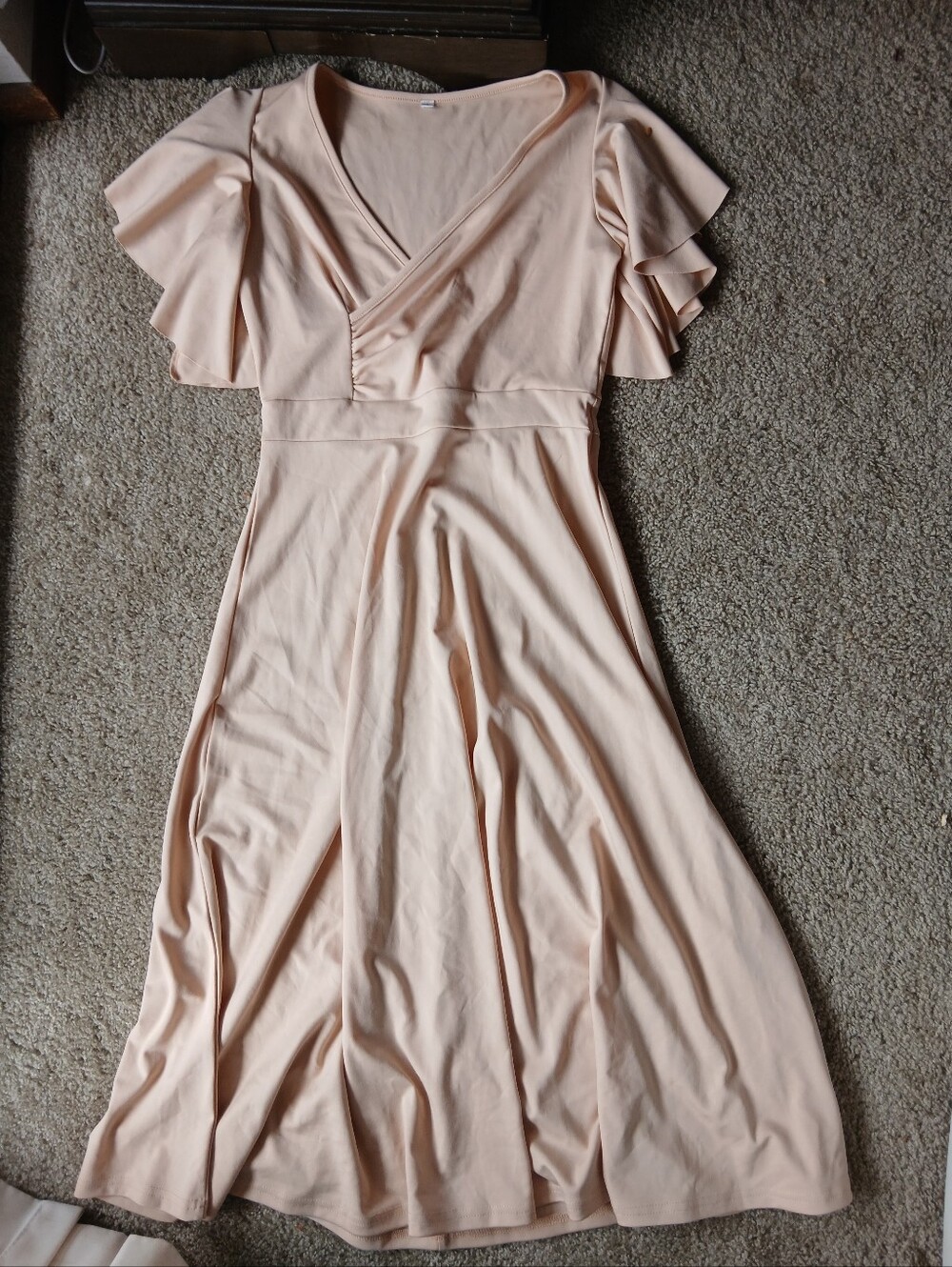 Wrap Midi Dress with Flutter Sleeves